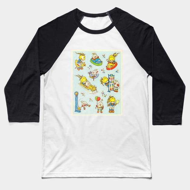 Rainbow Brite pattern distressed Baseball T-Shirt by Tangan Pengharapan